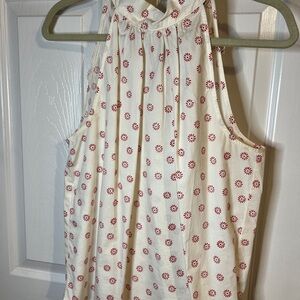 J. Crew Cream and Red Floral Tank Top